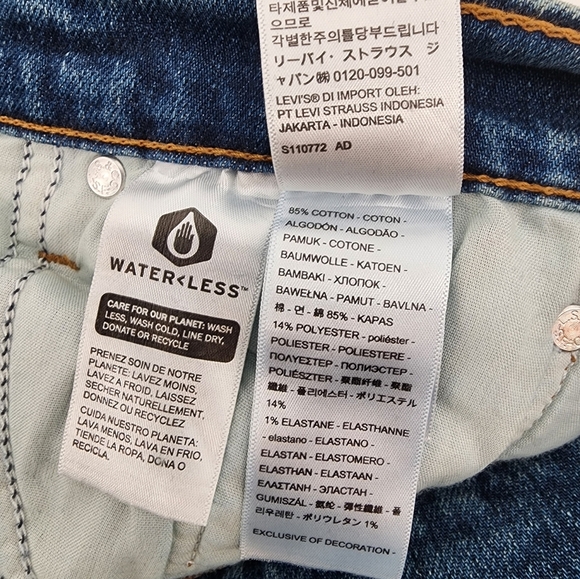 Levis Blue Wedgie Straight Raw Hem Button Fly Jeans Size 28 - Picture 9 of 10